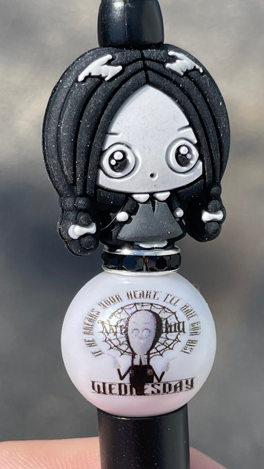 Wednesday Addams beaded pen, tv series, cute pens, journal pens.