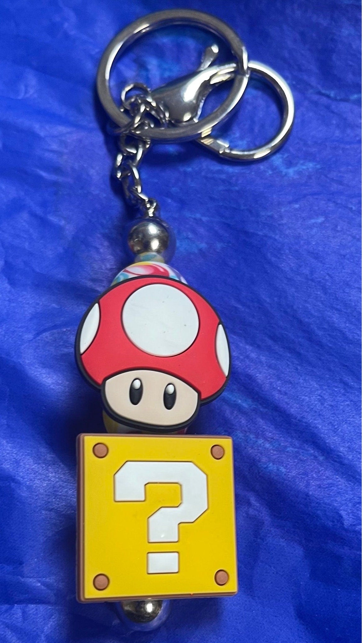 Toad and Mario Question Mark box keychain - Classic video game keychain