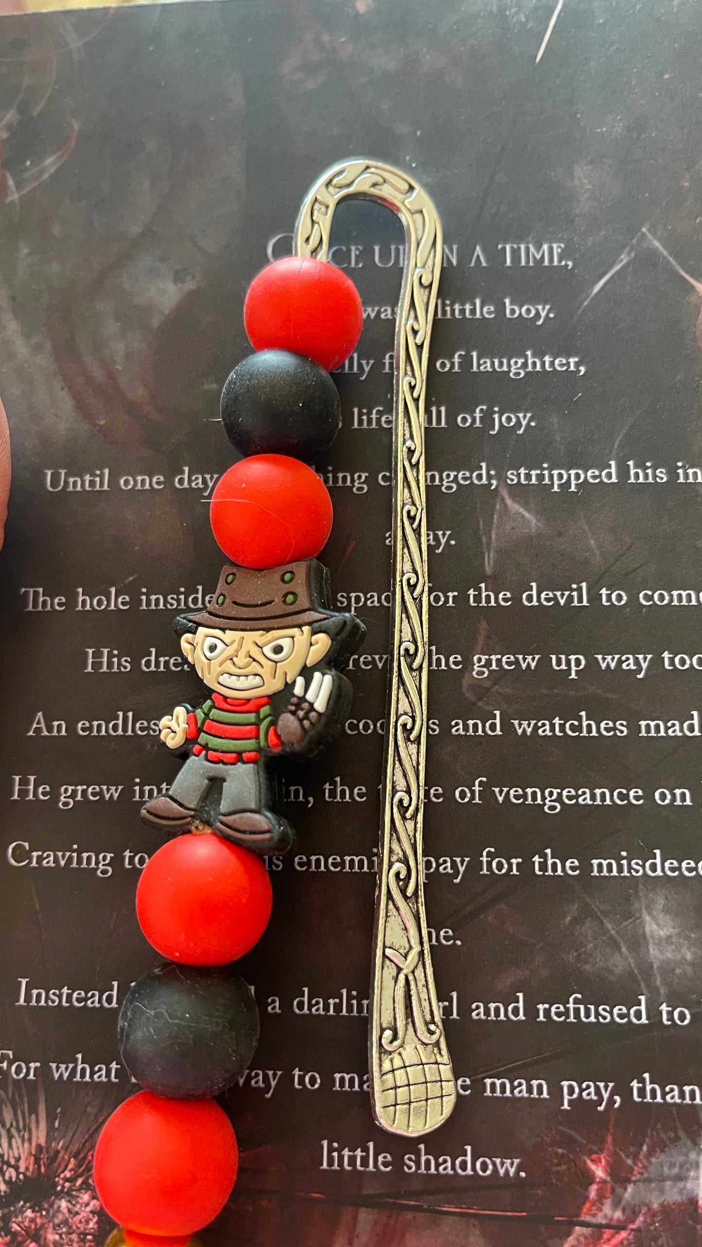 Freddy Krueger bookmark. Handmade gift, Book mark with beads