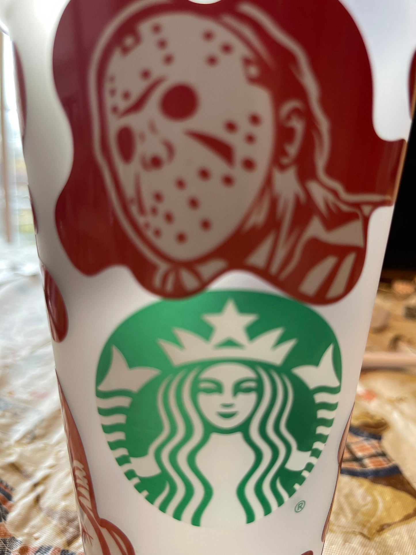 Scream, Jason and more Horror themed Starbucks cup, Custom Starbucks cup, Vinyl Decorative