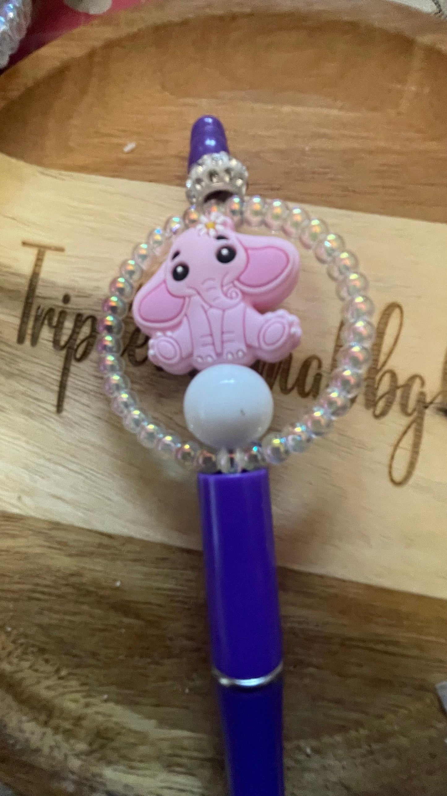 Adorable baby elephant beaded pen, journal pens.