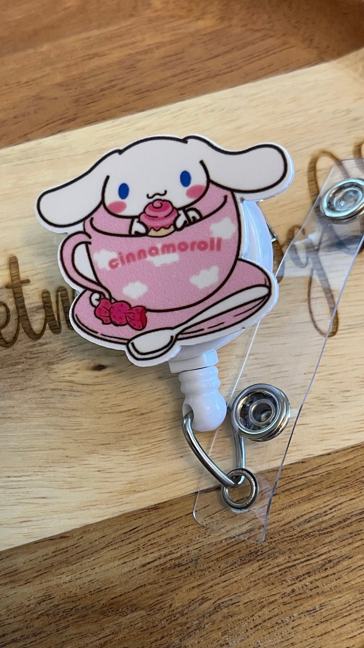 Cinnamoroll badge reel, HK and friends badge reel, Kawaii badge reel