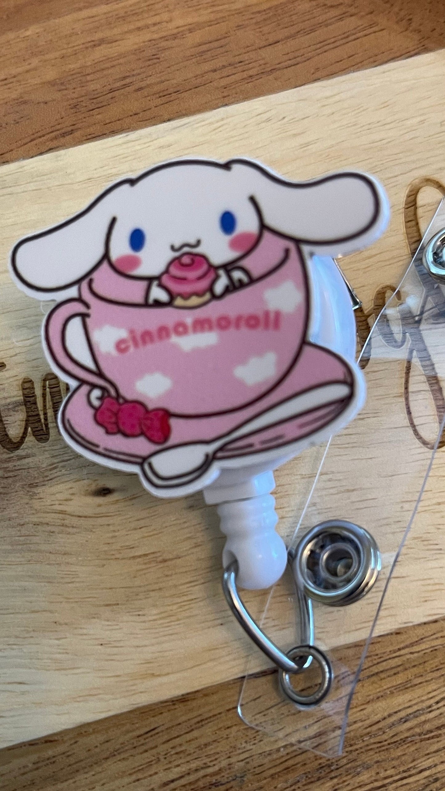 Cinnamoroll badge reel, HK and friends badge reel, Kawaii badge reel