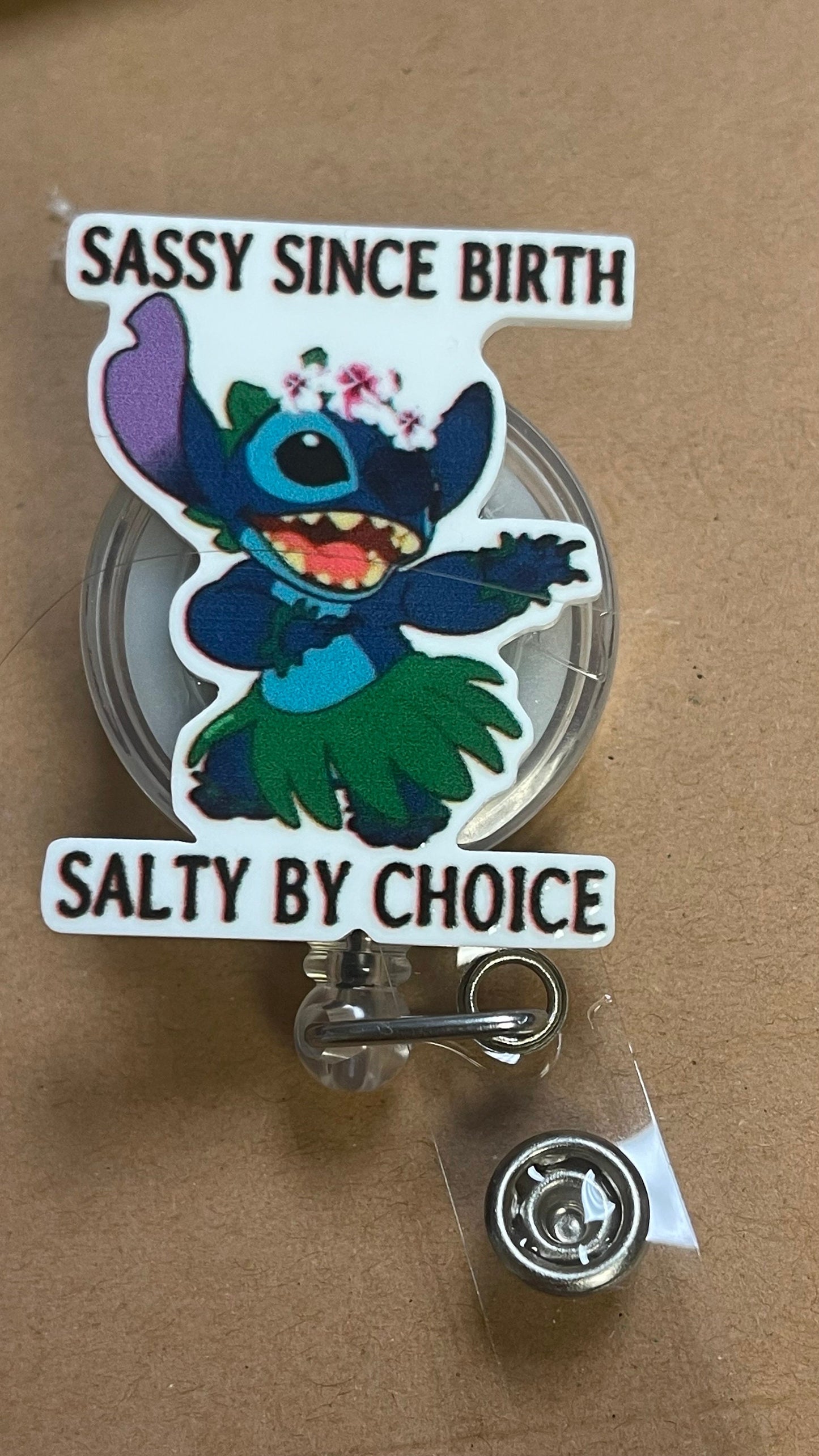 Salty by choice Stitch badge reel,