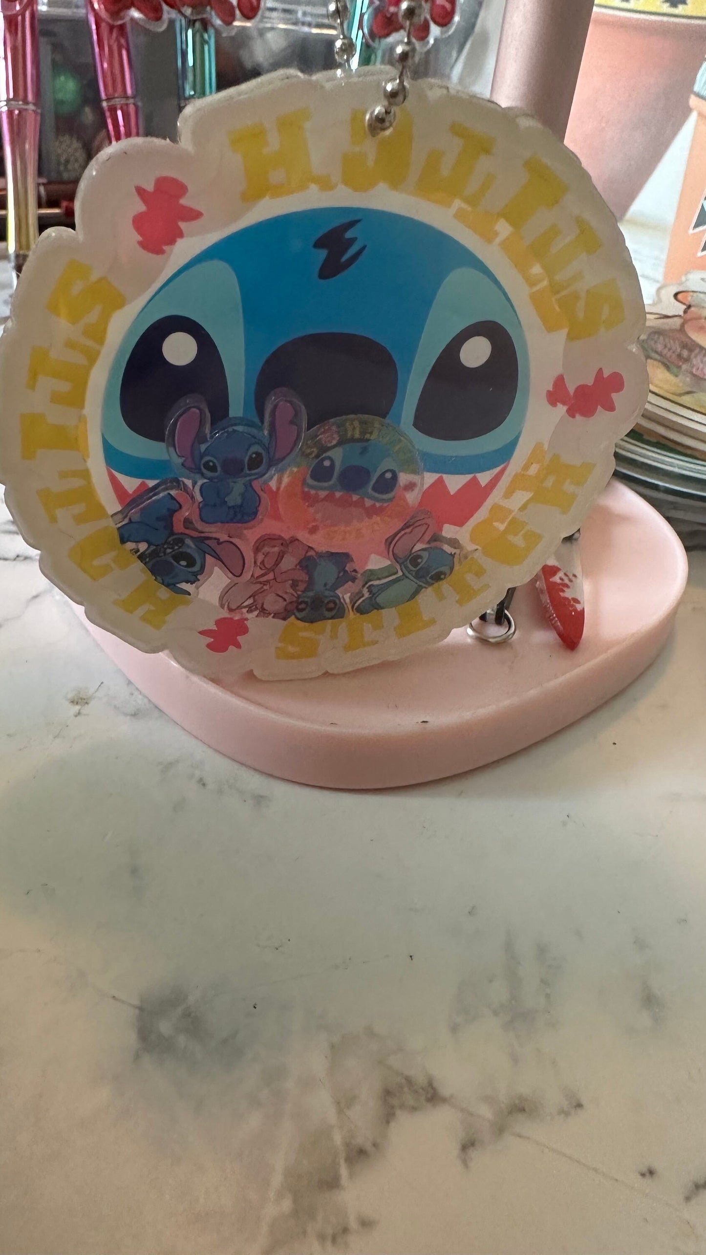 Stitch Shaker Charm Keychain - Acrylic - Backpack hanger, purse hanger