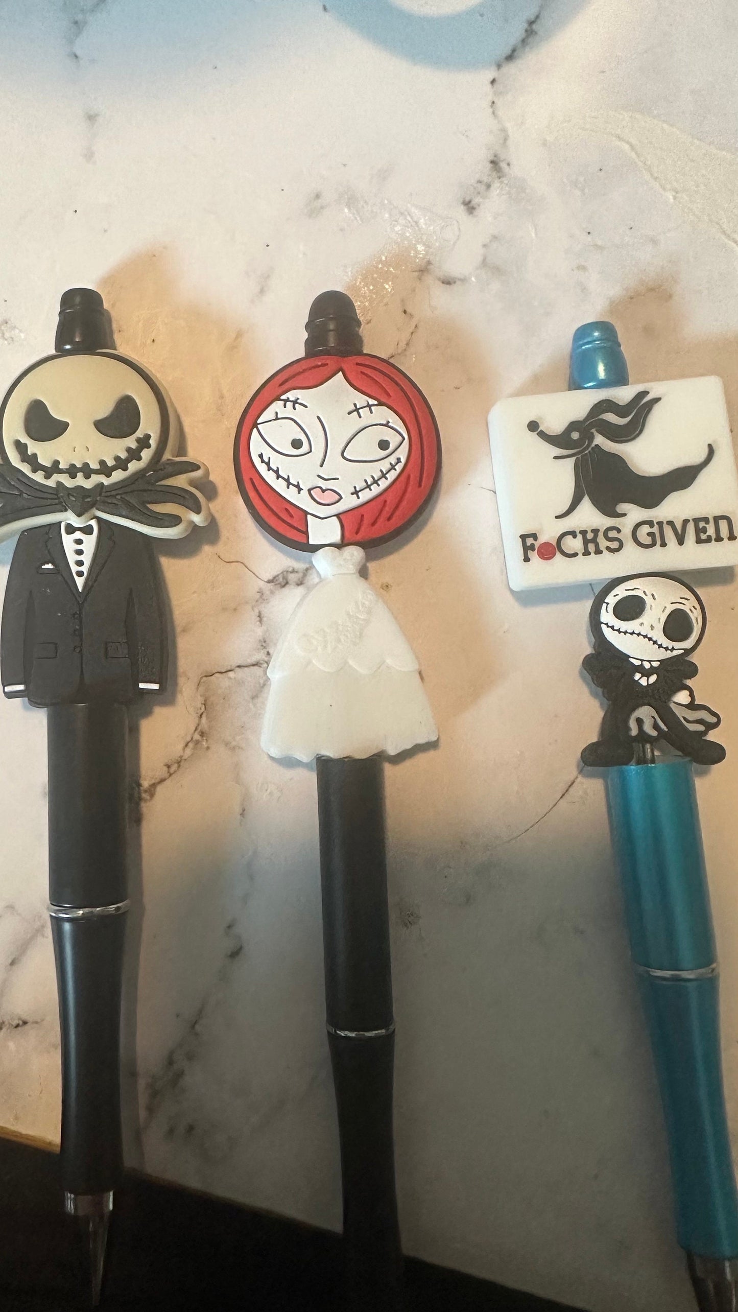 Jack S, Sally and Zero beaded pen - Horror Decor - Scary Character - Nightmare - Journal Pens