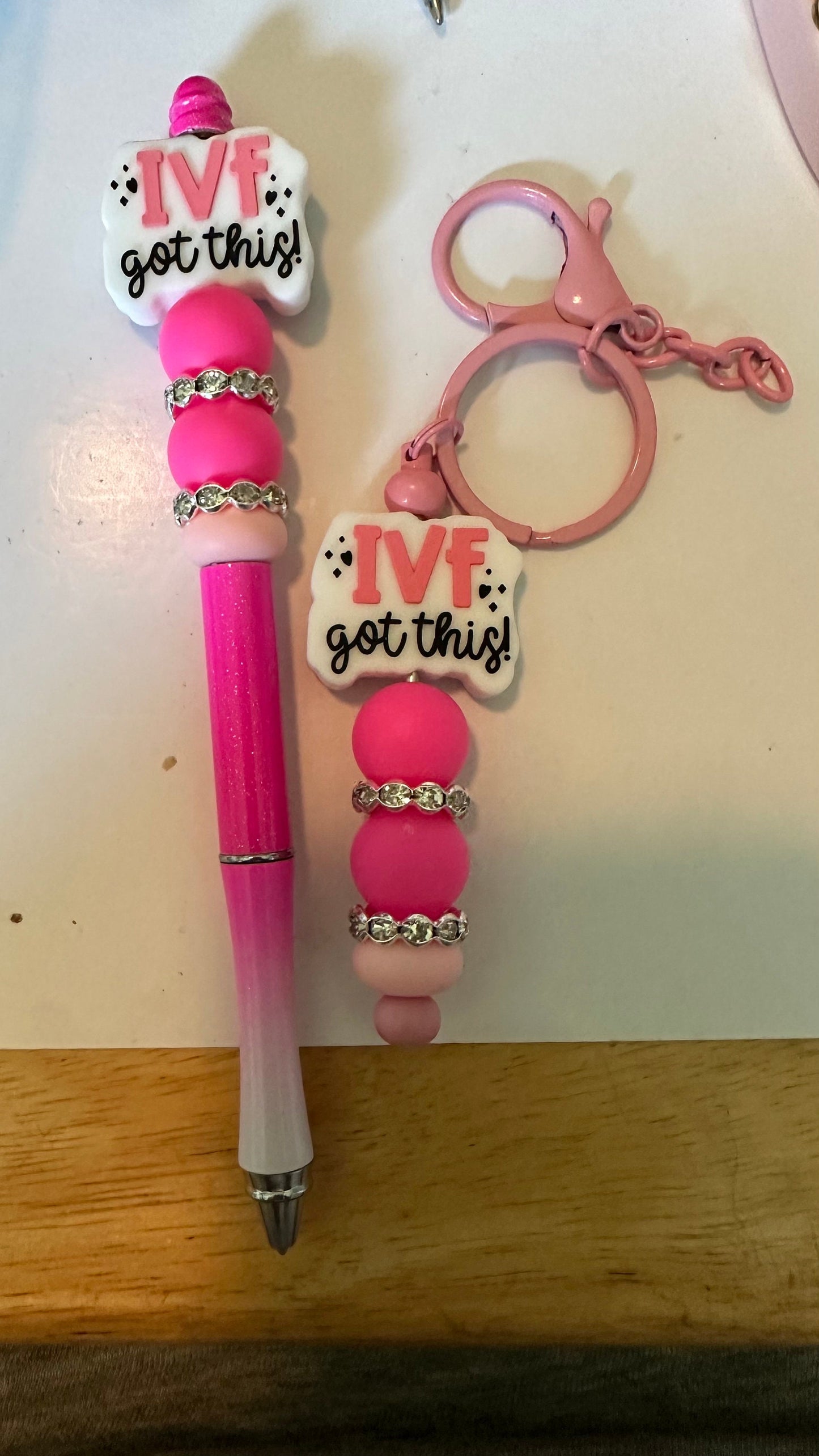 IVF got this beaded pen and keychain.  Journal pen