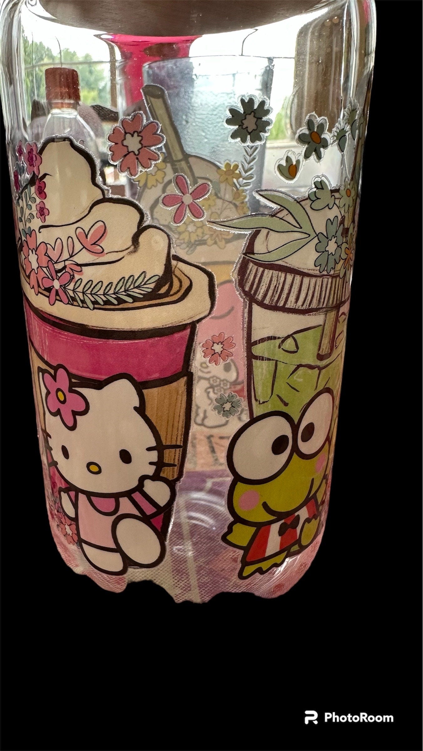 Personalized Sanrio  Glass Cup, Beer Can Glass with Lid & Straw, kawaii Can Glass, 16oz Glass Tumbler, Custom Tumbler, Aesthetic Glass