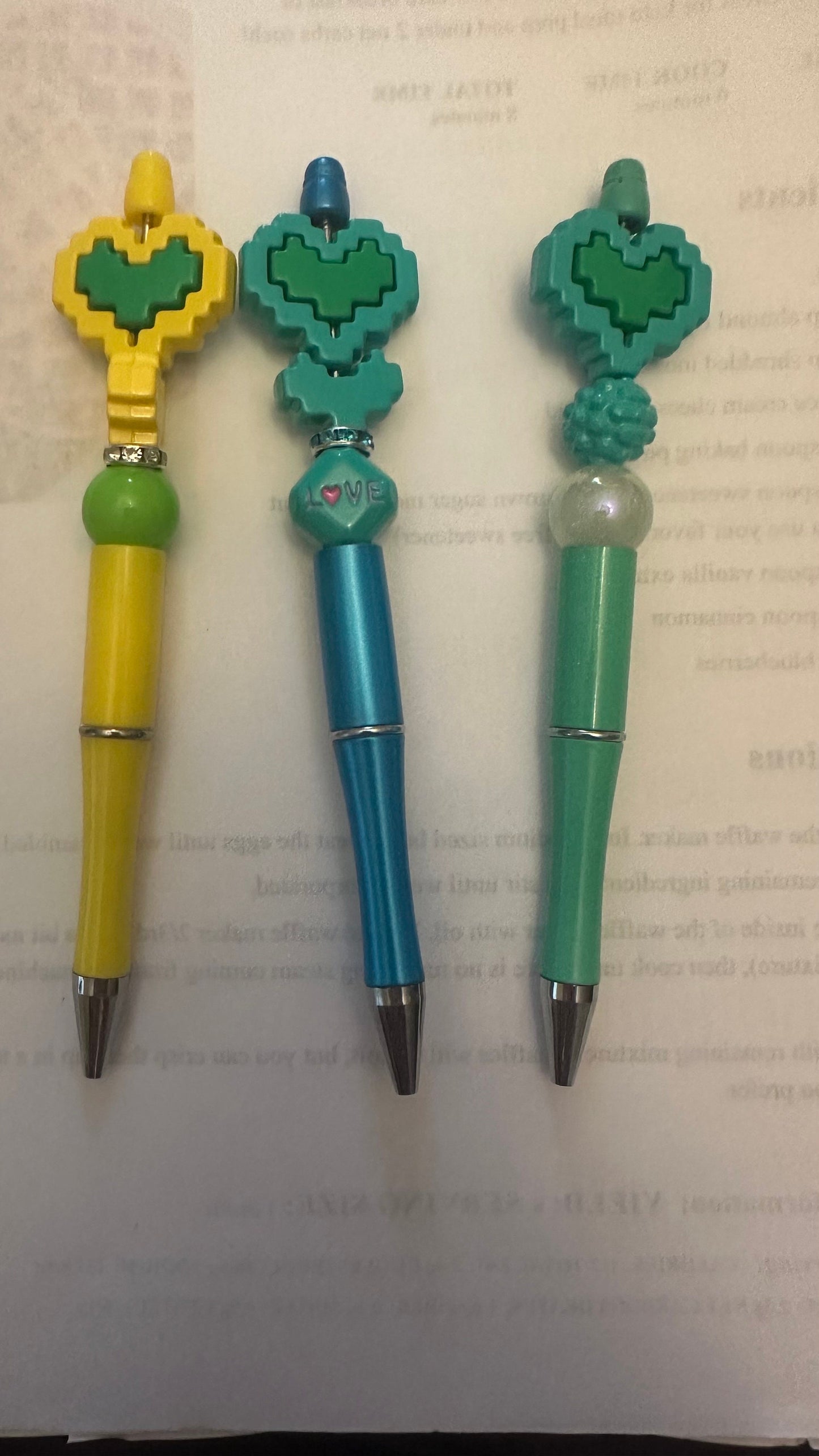 Multi colored heart beaded pen! Journal pens, funny pens