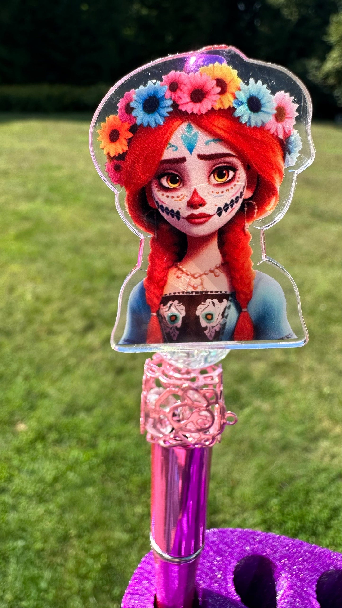 Sugar Skull Princess, Day of the Dead beaded pen, gift, cute pens, journal pens.