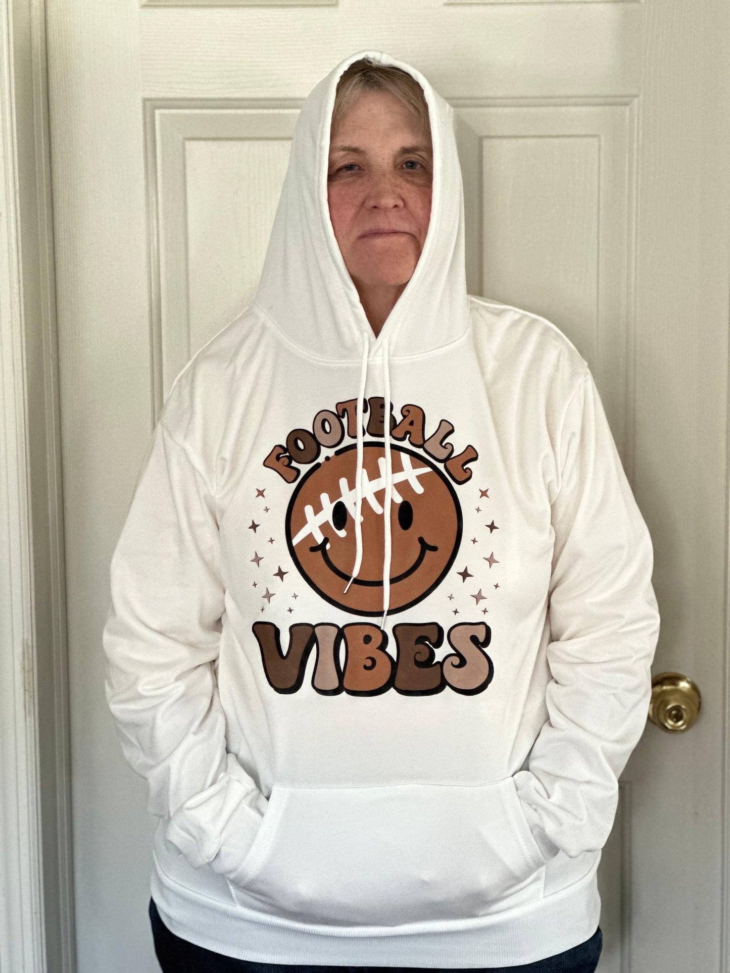 Football Vibes Loose Hoodie, Sports Hoodie with pocket Pullover, Football Print Hoodie