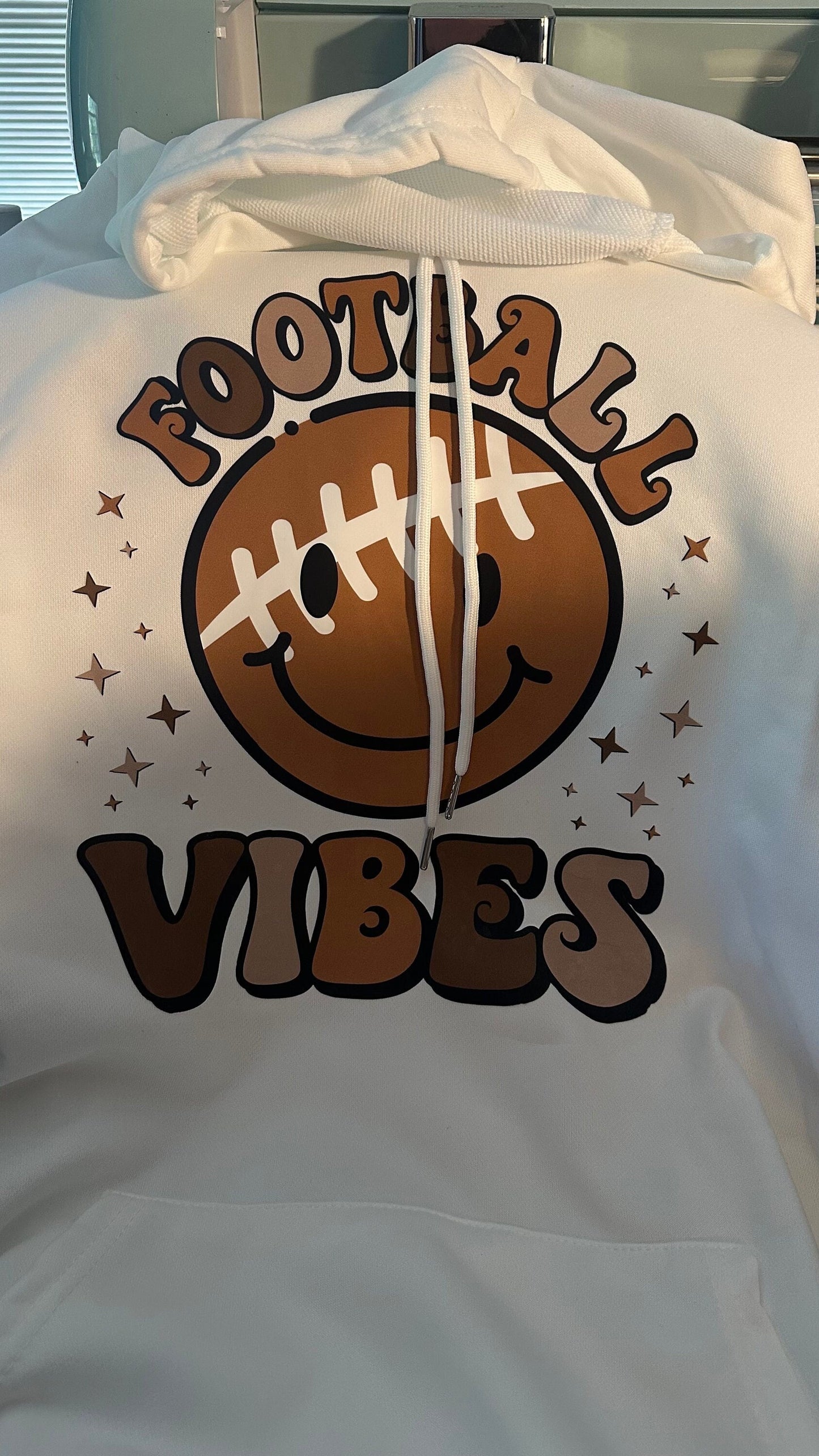 Football Vibes Loose Hoodie, Sports Hoodie with pocket Pullover, Football Print Hoodie