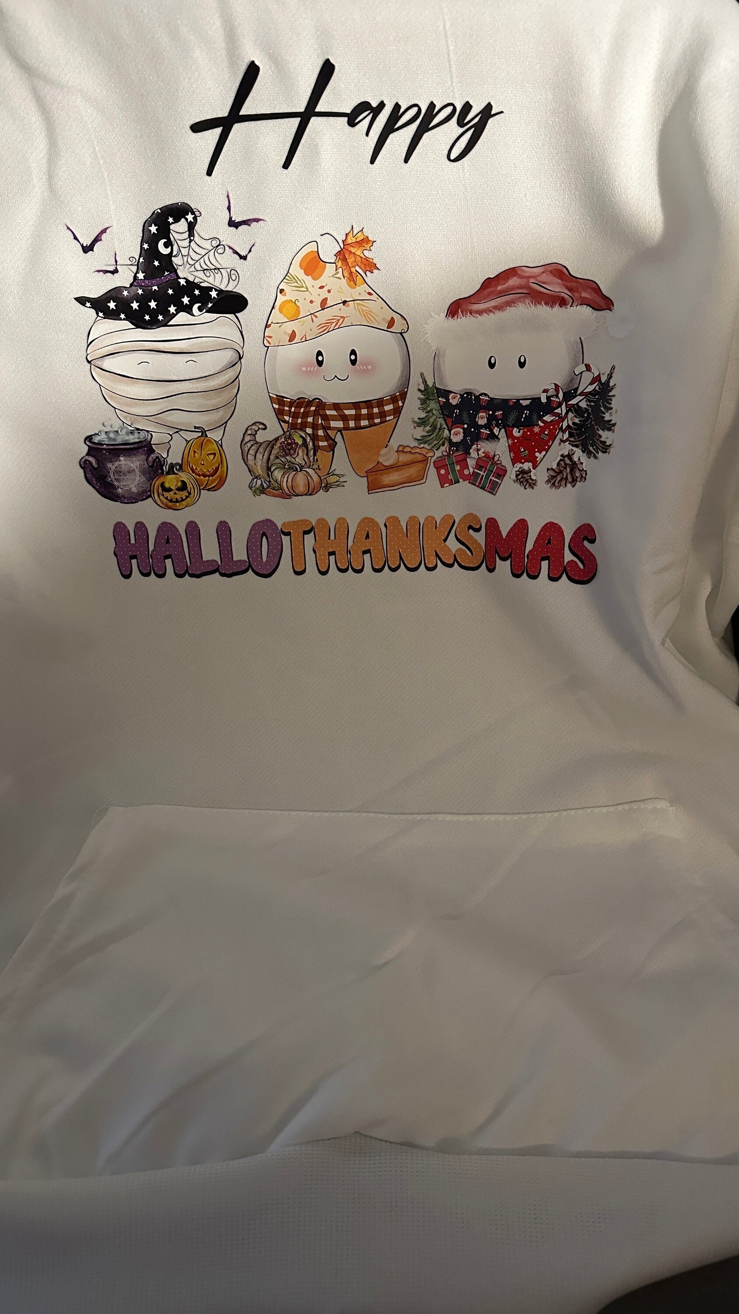 Happy HalloThanksMas Hoodie with pocket Pullover, Holiday Hoodie, Loose Hoodie