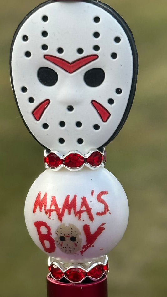 Friday the 13th Part 3 inspired Jason Voorhees beaded Pen, Christmas and Halloween, Journal pens, funny pens