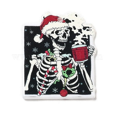 Christmas Acrylic Charms | Santa Claus Skeleton | White Christmas Tree | Christmas Jewelry | DIY Jewelry | Holiday Snack Cake