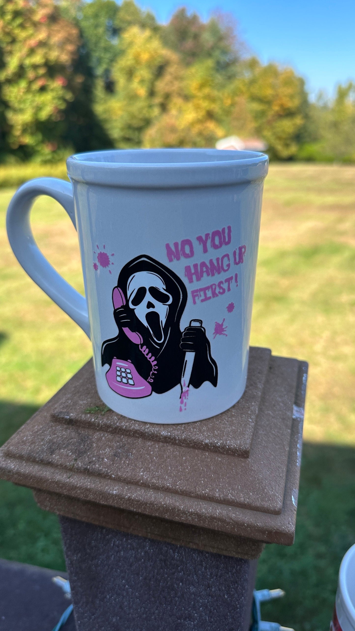 Ghostface, Horror coffee mugs, No you Hang up!  Watch horror movies and chill