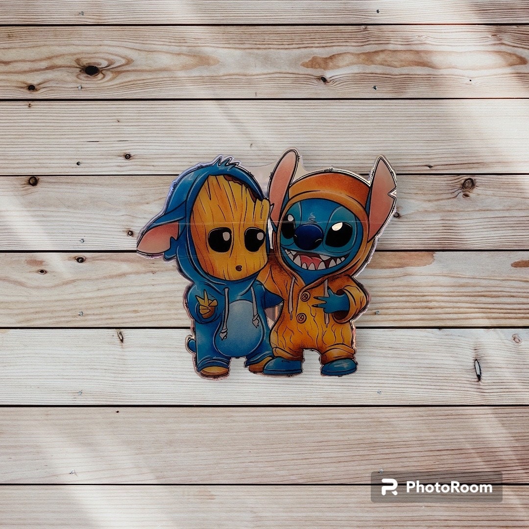 Stitch and Groot 20 CM Acrylic figure - Wall Decoration - Counter decoration - Window Decoration