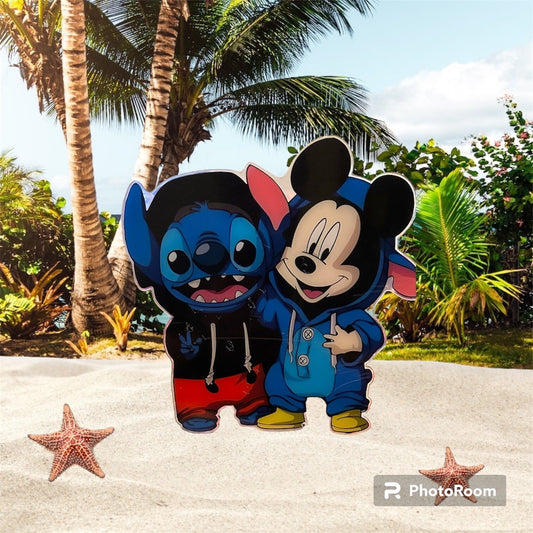 Stitch and Mickey Mouse 20 CM Acrylic figure - Wall Decoration - Counter decoration - Window Decoration