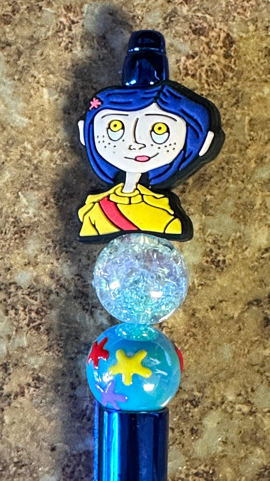 Coraline Girl  beaded pen, Bullet journal, Journal pen,