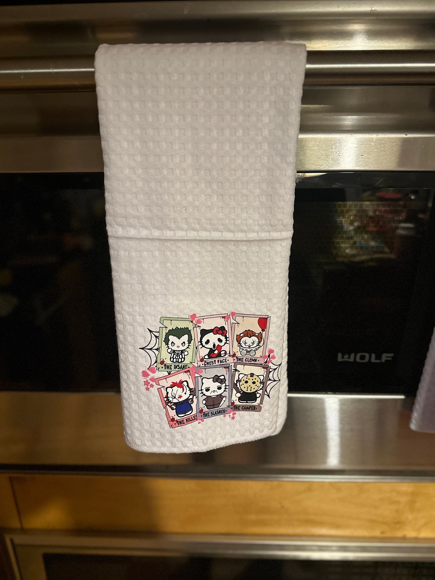 Hello Kitty Monsters Funny Dish Towels for Hostess - Bar Towels - Gift Set - Funny Kitchen Decor - Funny Housewarming Gift