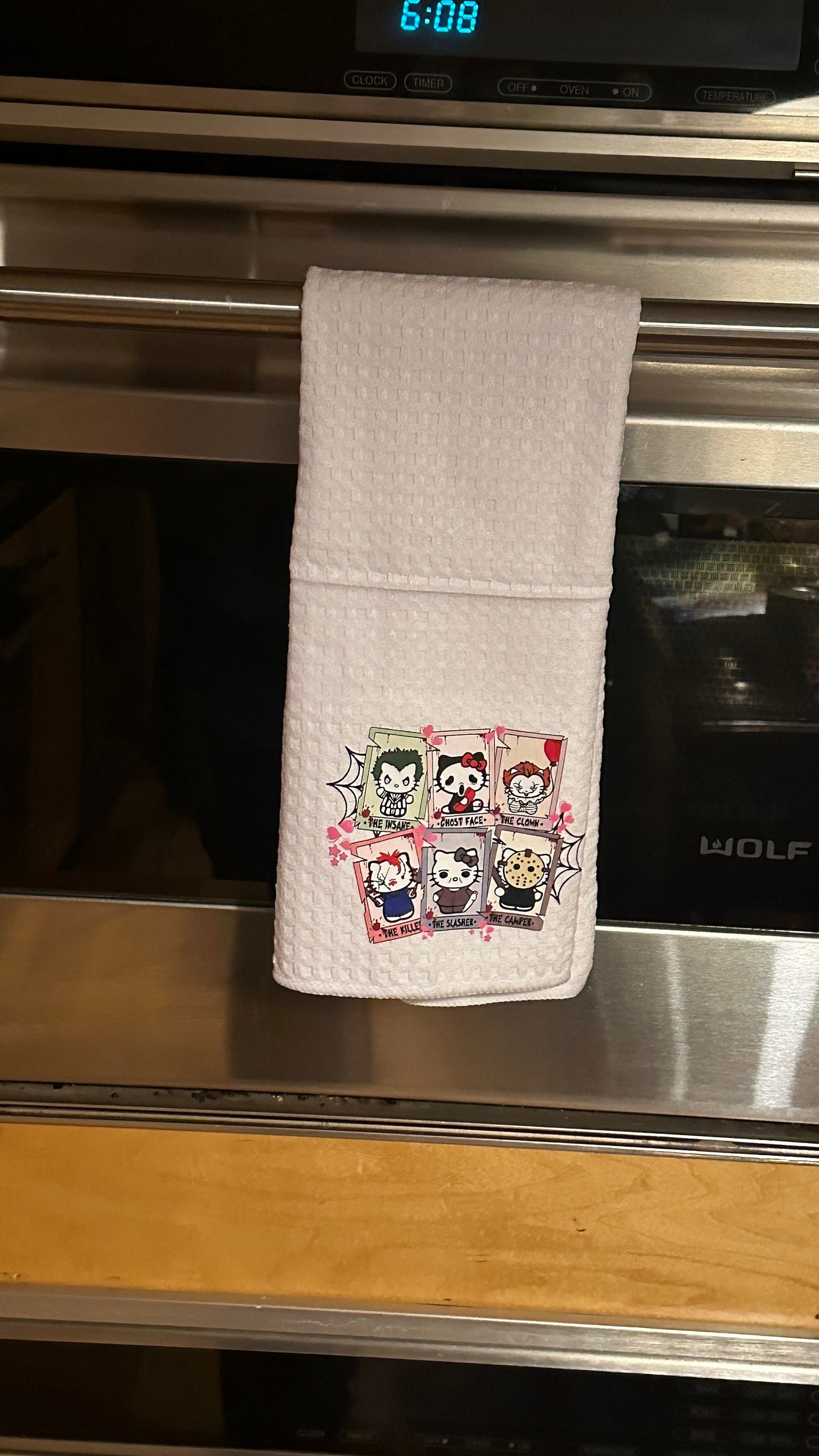 Hello Kitty Monsters Funny Dish Towels for Hostess - Bar Towels - Gift Set - Funny Kitchen Decor - Funny Housewarming Gift