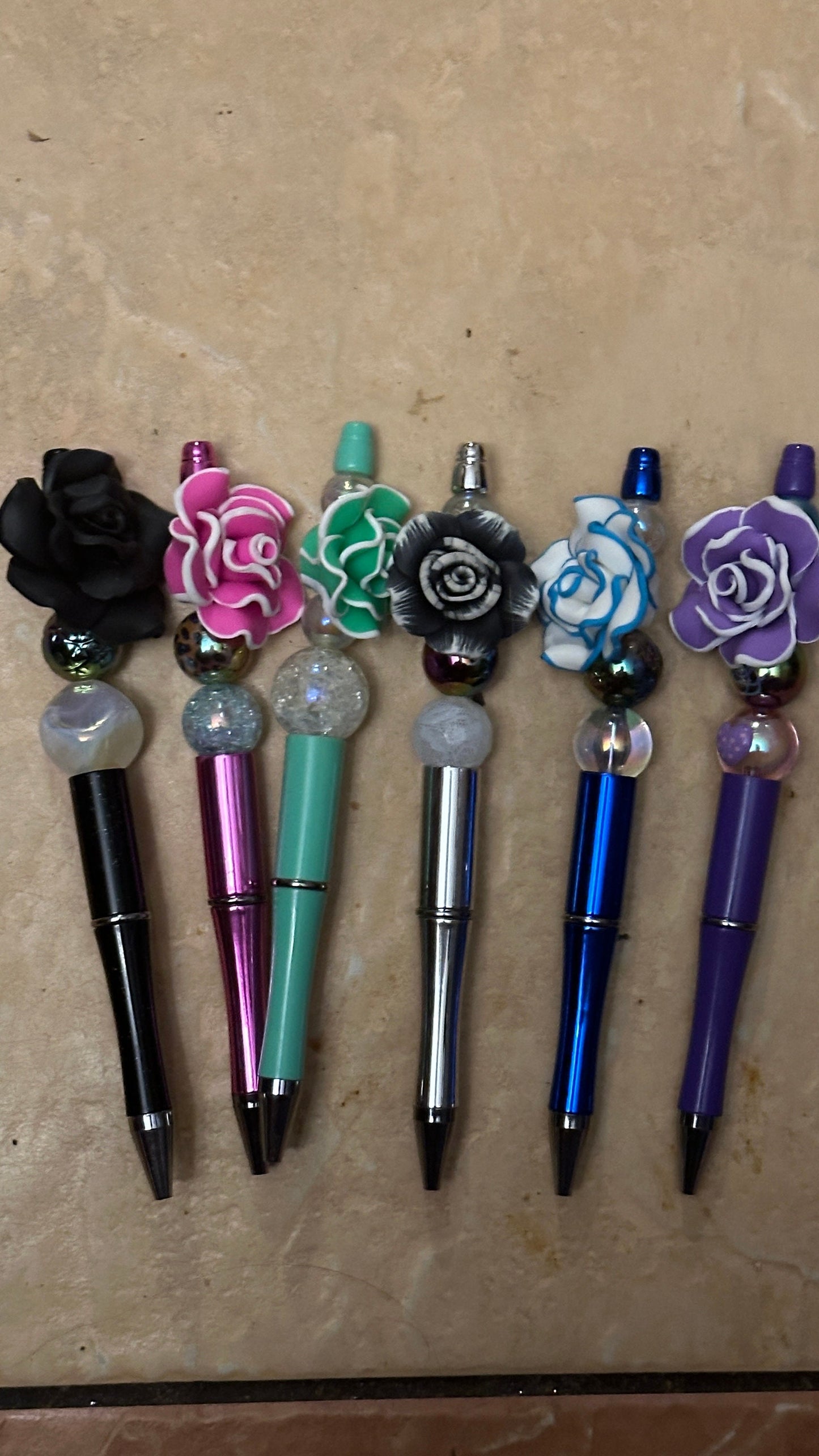 Gorgeous Clay flower colorful beaded pen, Bullet journal, Journal pen,