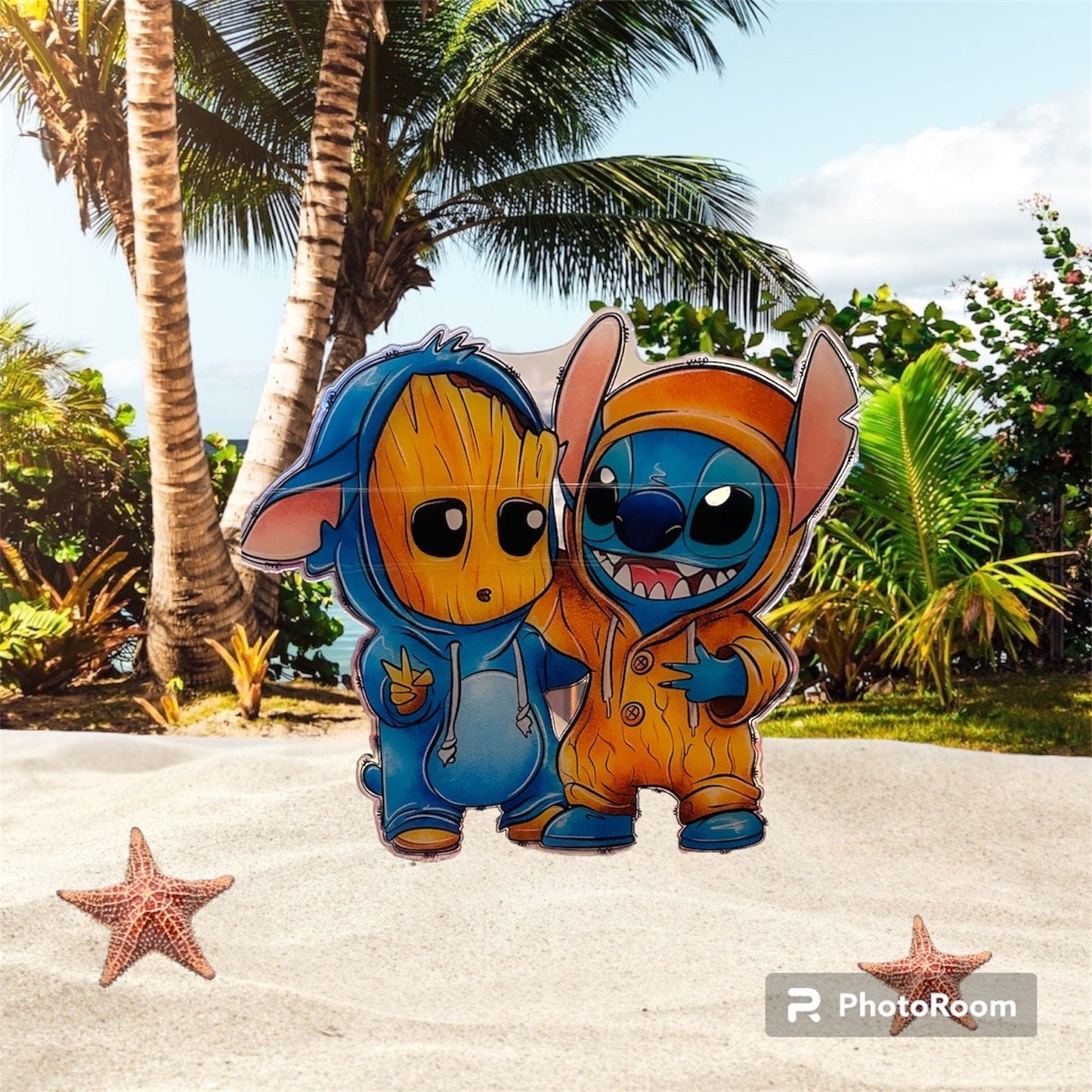 Stitch and Groot 20 CM Acrylic figure - Wall Decoration - Counter decoration - Window Decoration