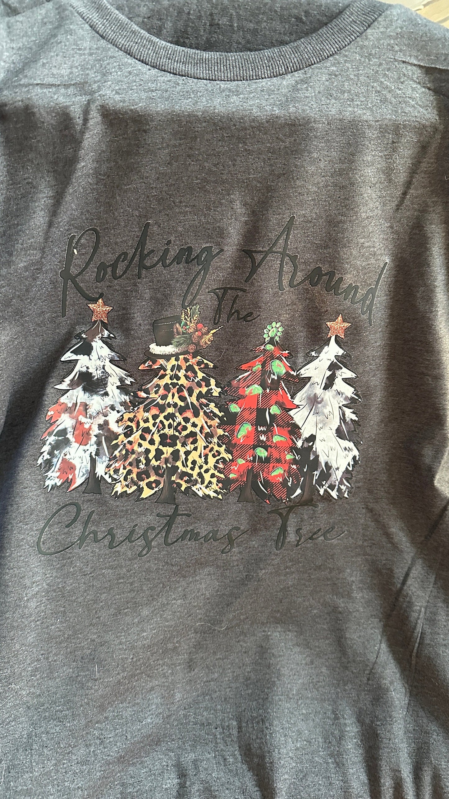 Rocking Around The Christmas Tree shirt | Leopard Christmas Western Shirt, Cowboy Christmas Shirt, Women's Christmas Shirts