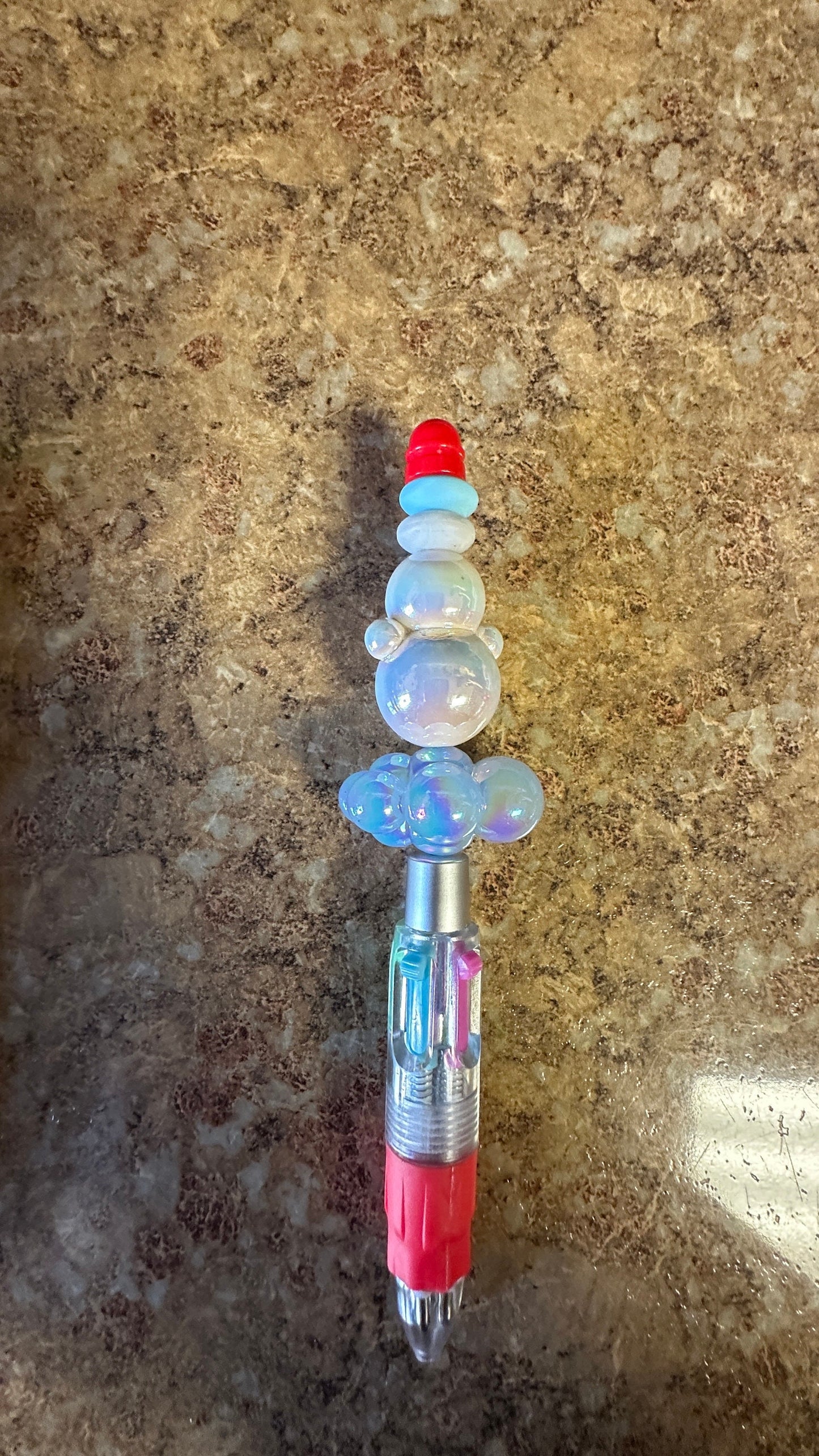 Snowman on a cloud 4 color beaded pen, Bullet journal, Journal pen,