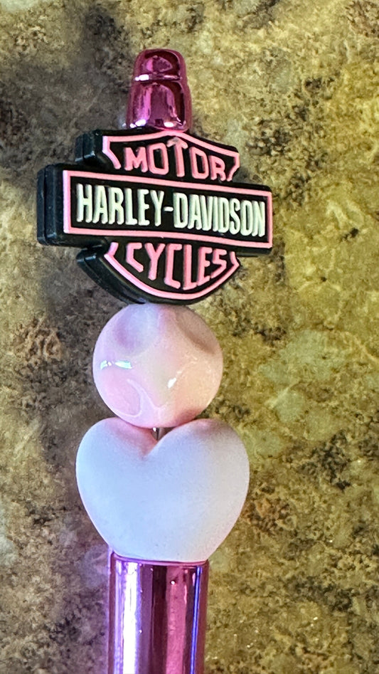 Pink Harley Davidson beaded pen, Bullet journal, Journal pen, cool mom pen