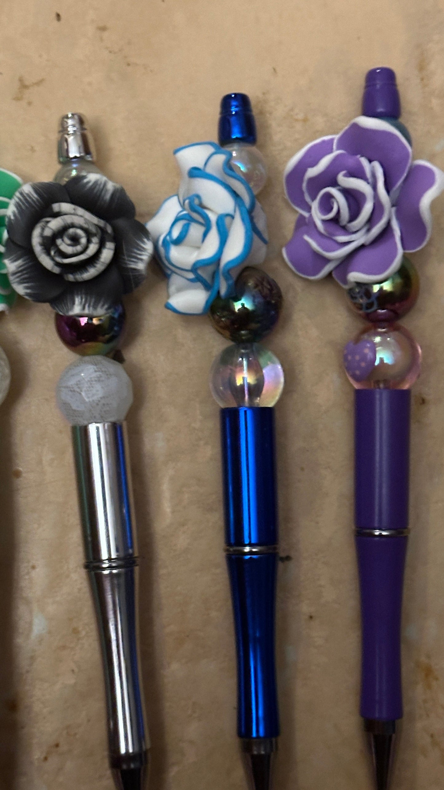 Gorgeous Clay flower colorful beaded pen, Bullet journal, Journal pen,