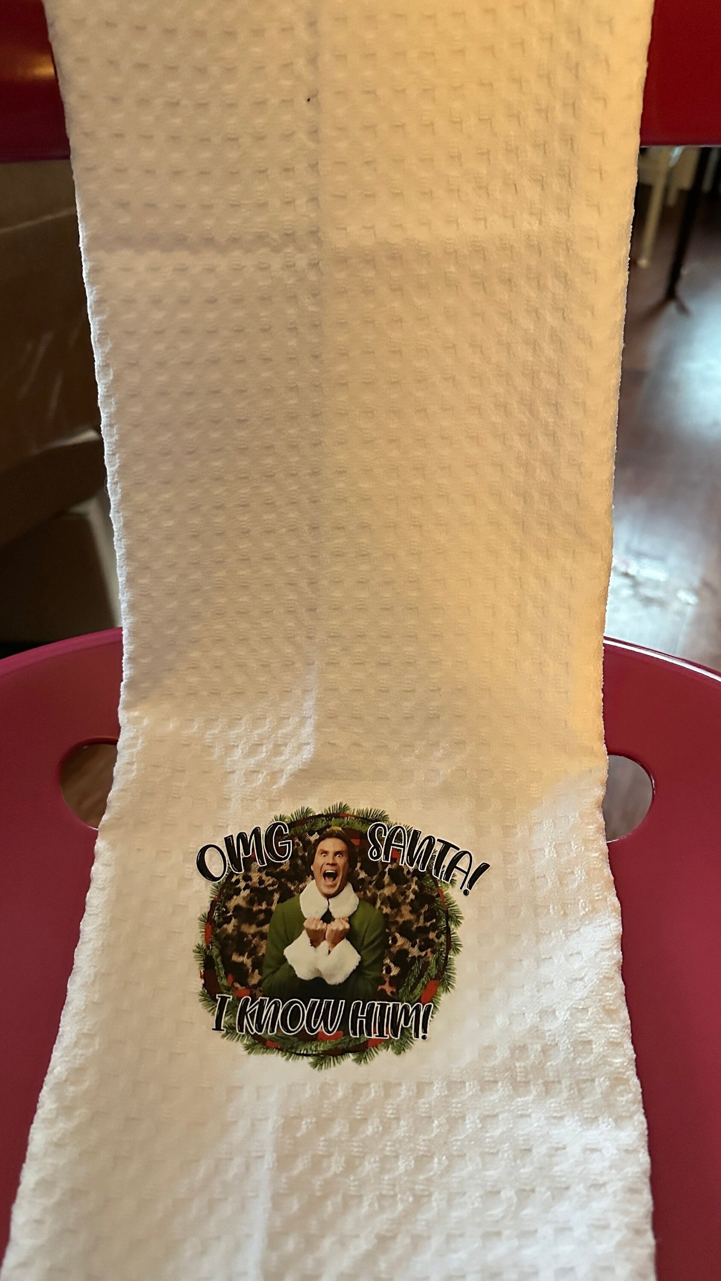 Santa Elf Movie Funny Dish Towels for Hostess - Bar Towels - Gift Set - Funny Kitchen Decor - Funny Housewarming Gift