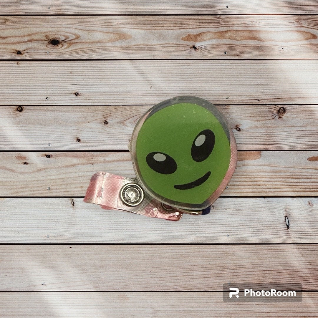 Alien Badge Reel, Black Glitter, Nurse Badge Reel, Retractable Swivel Alligator Clip, Cute Badge Reel, Funny Badge Reel