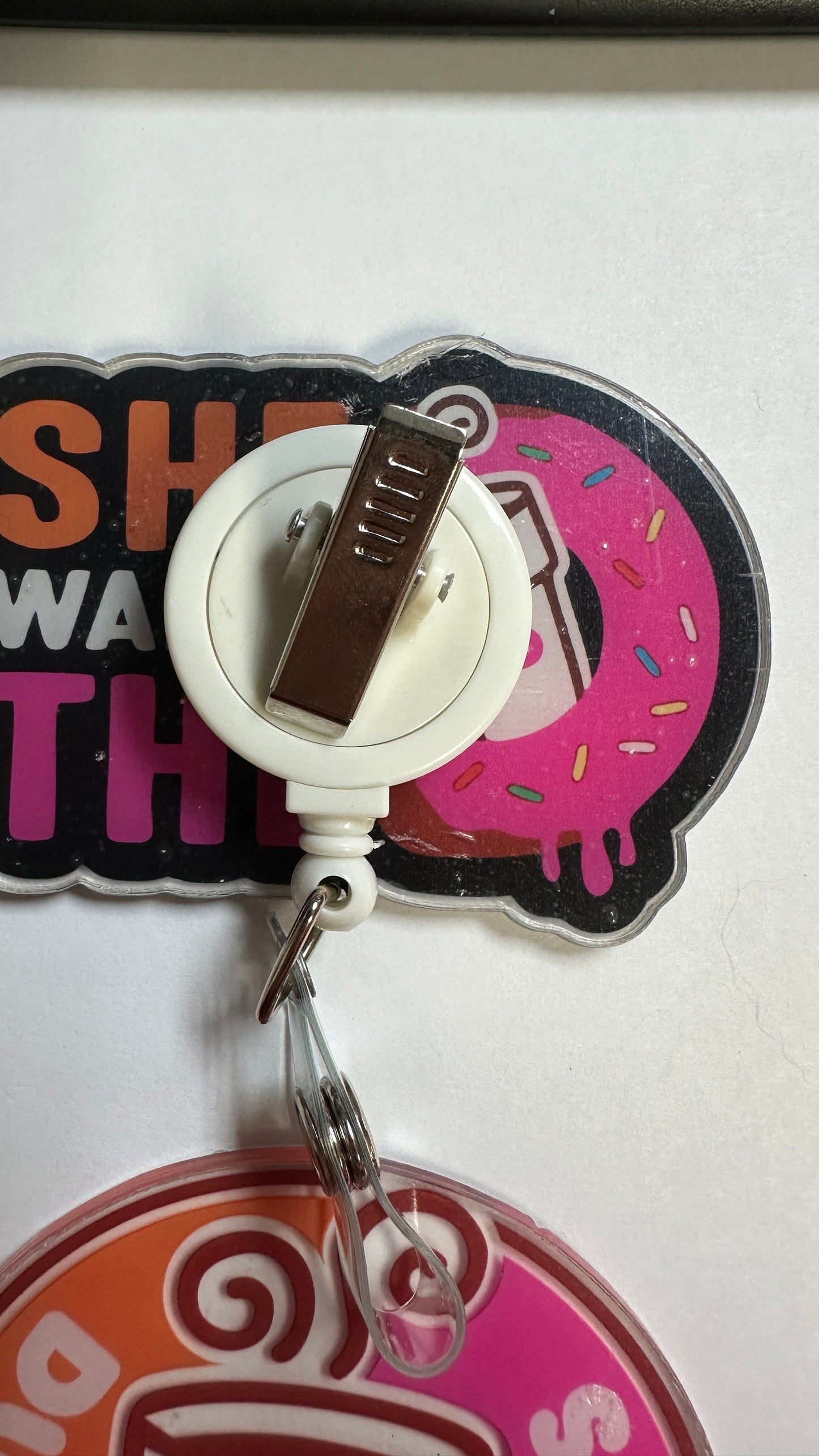 Dunkin Donuts Badge, funny badge, Teacher badge,