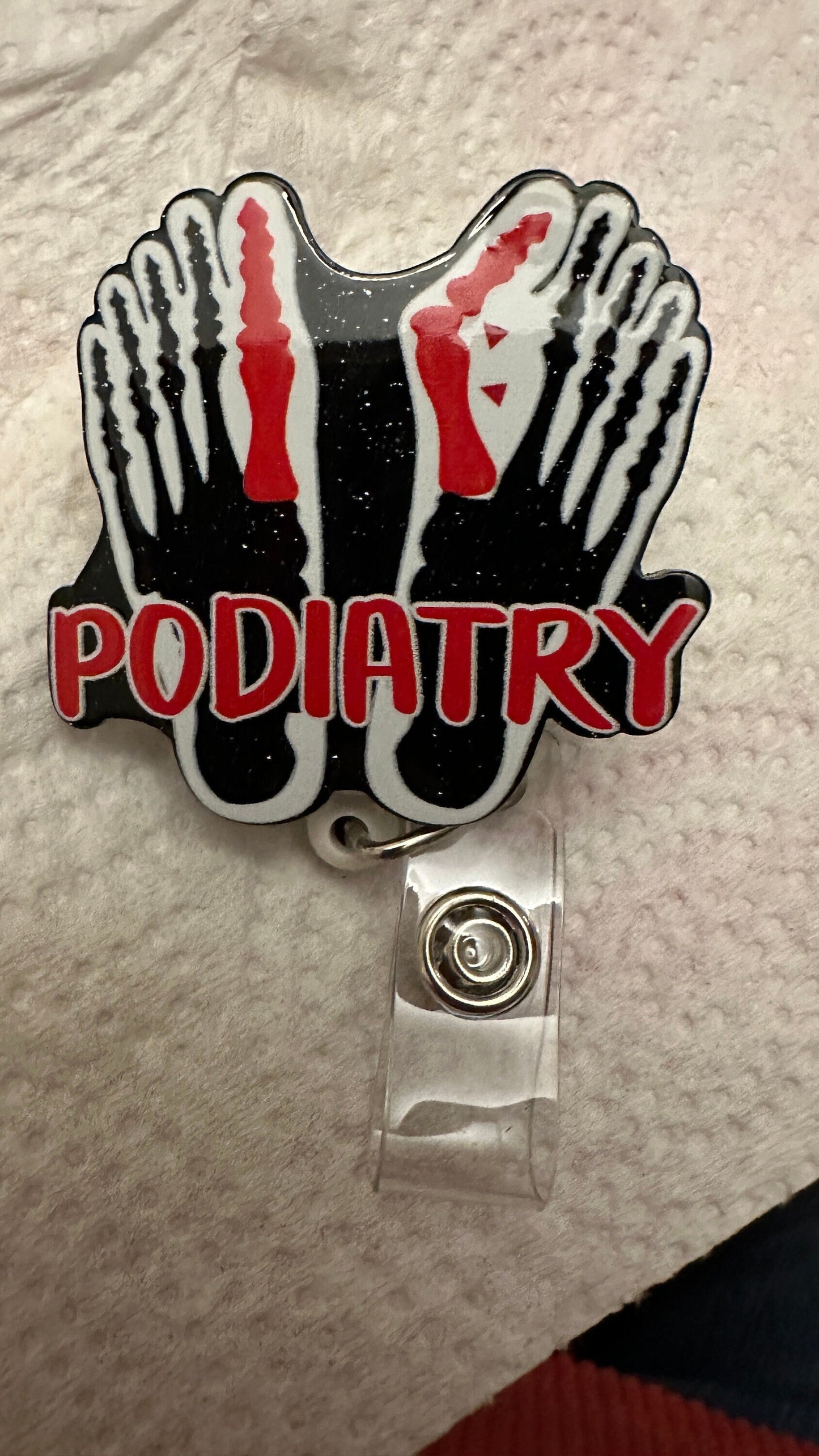 Podiatry badge, Foot dr or nurse badge, glitter badge