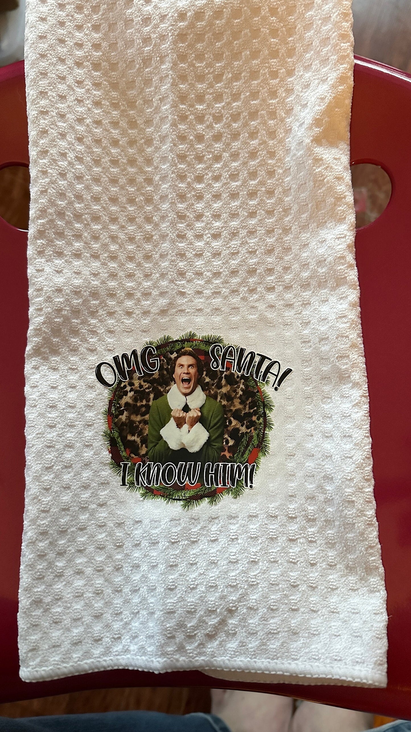 Santa Elf Movie Funny Dish Towels for Hostess - Bar Towels - Gift Set - Funny Kitchen Decor - Funny Housewarming Gift