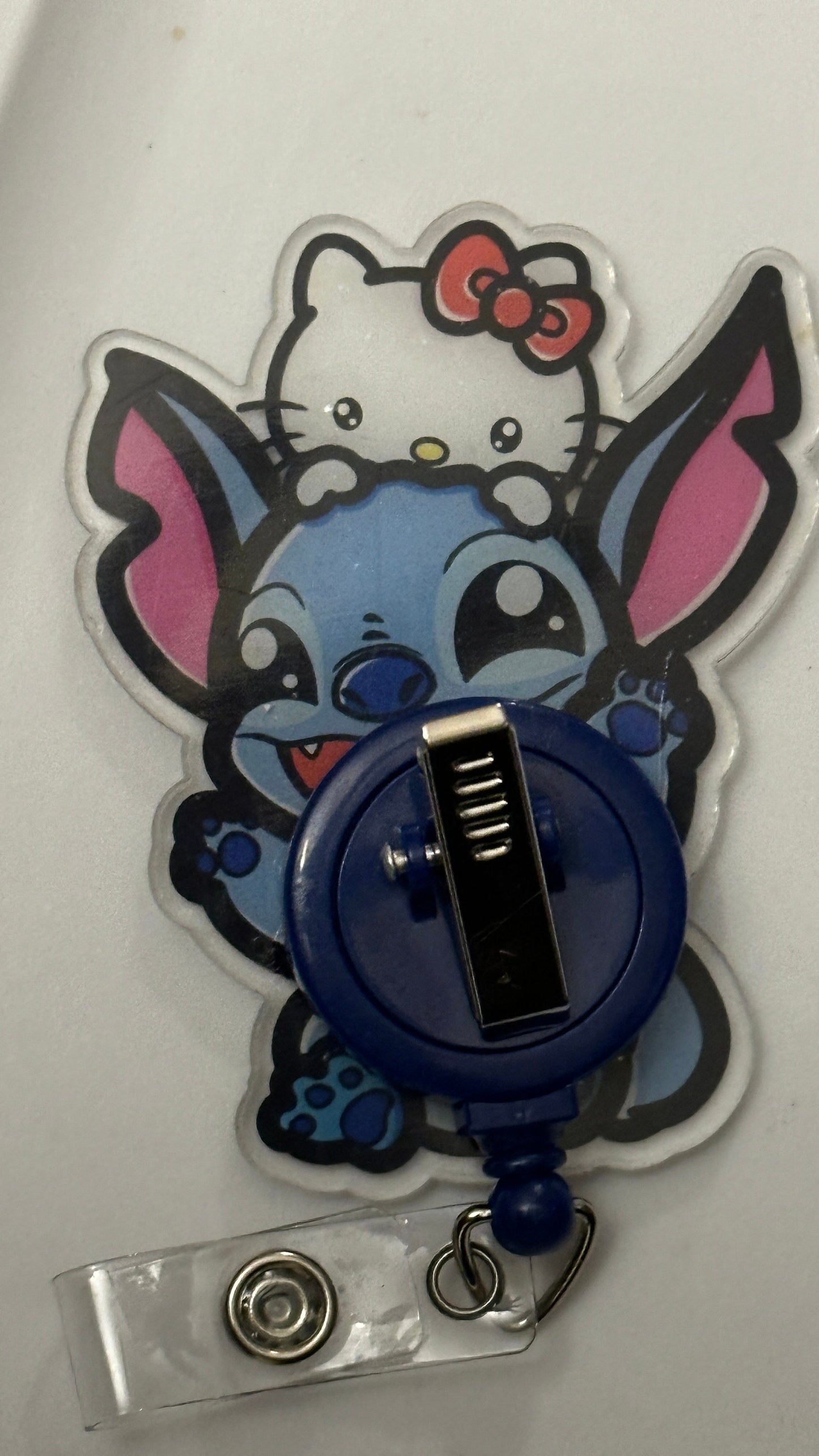 Stitch and Friends Badge Reel, Black Glitter, Nurse Badge Reel, Retractable Swivel Alligator Clip, Cute Badge Reel, Funny Badge Reel