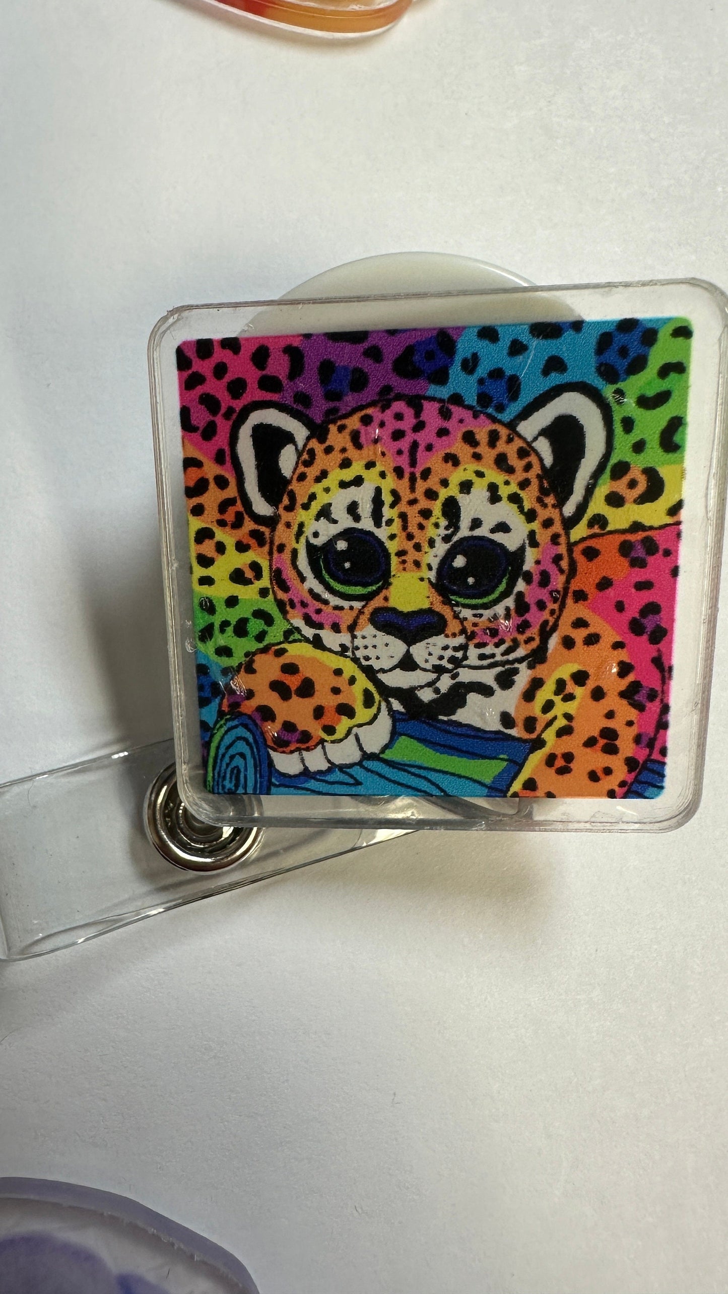 Groovy Lisa Frank badge reel. Teacher gift