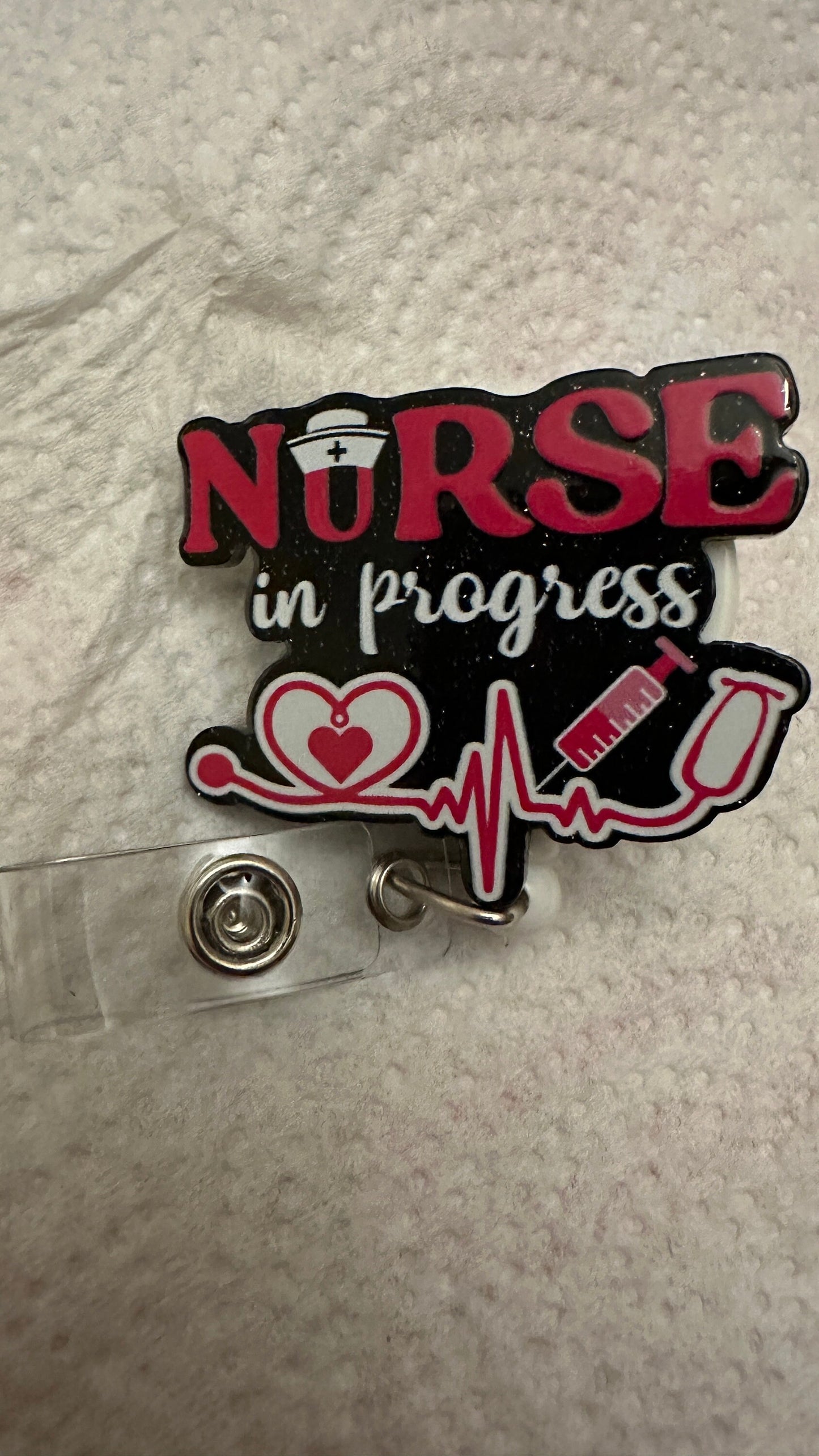 Nurse in progress badge reel, great gift for nursing students!