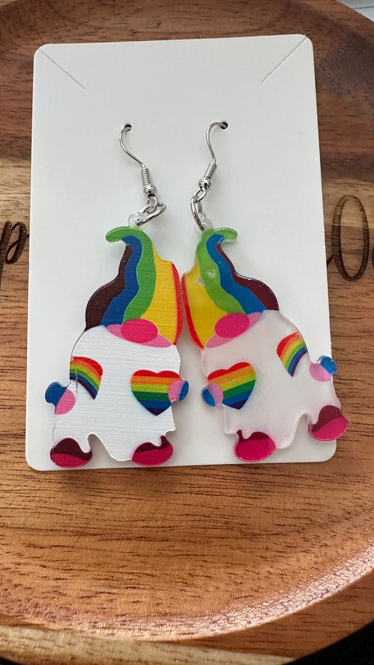 Valentine Gnome Earring- Gnome Dangle Earrings - LGBTQI- Valentines Day-Rainbow