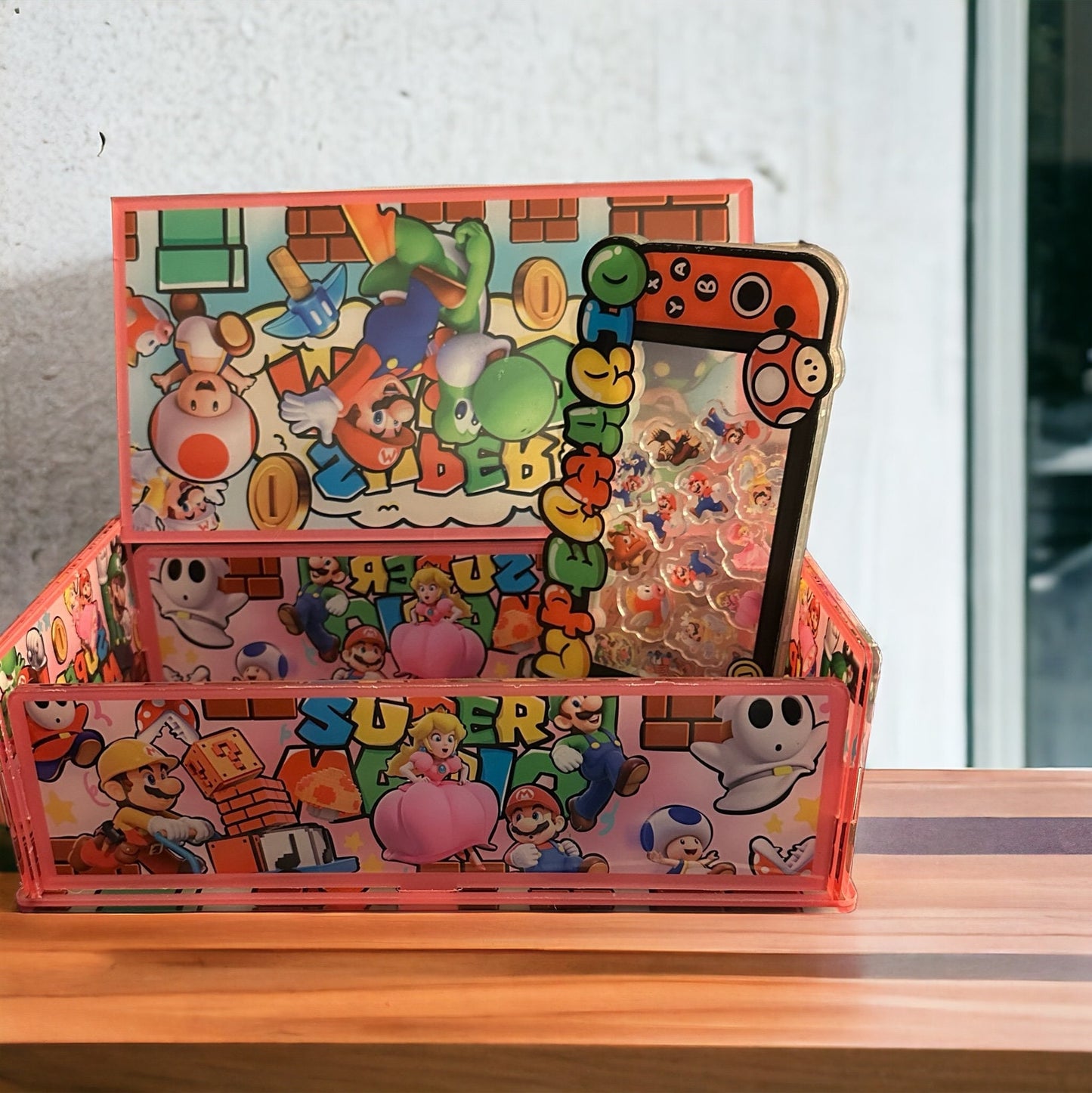 Super Mario Acrylic storage box and shaker!  Great gift!