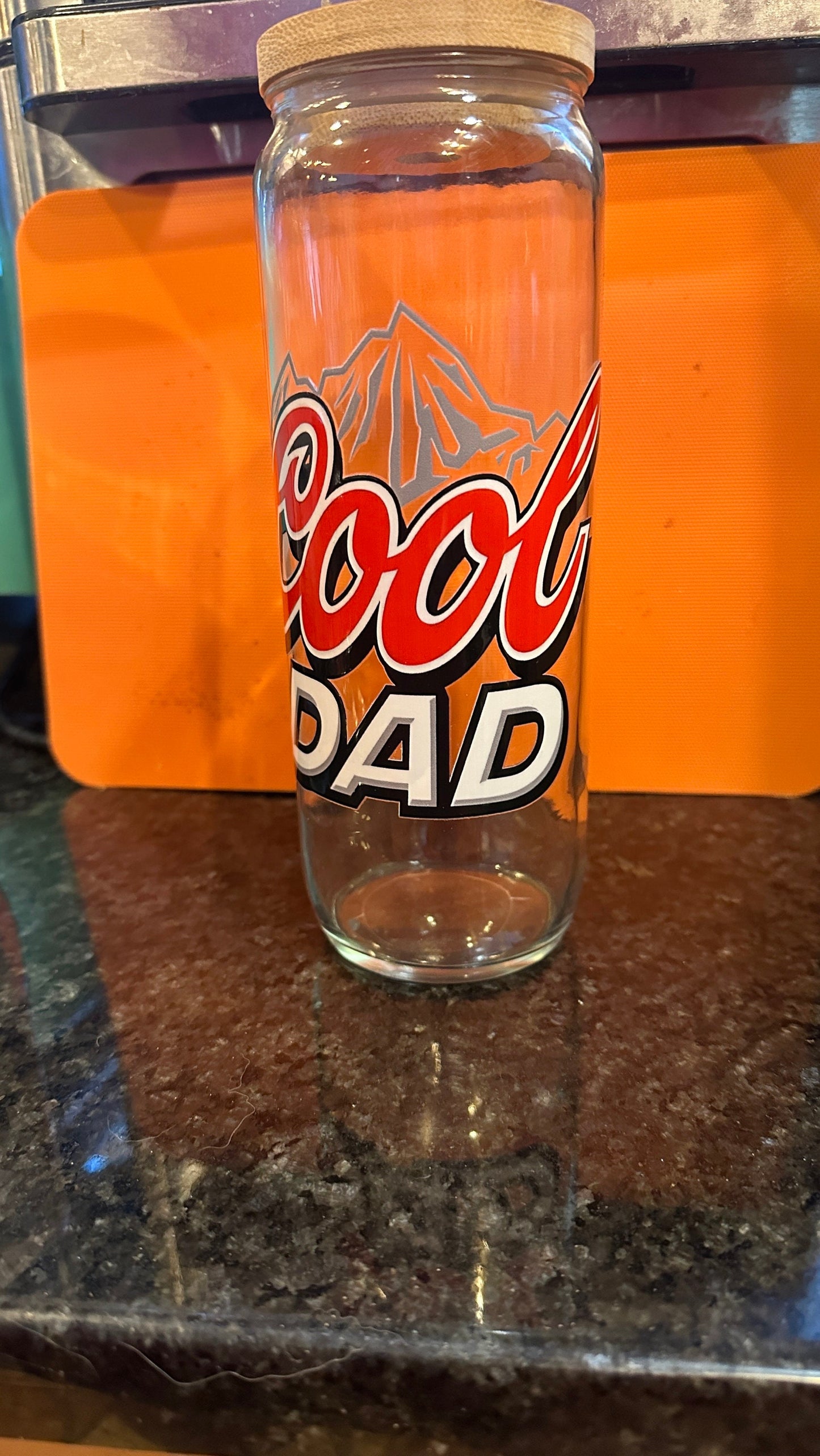 Cool Dad, Coors Dad Iced Coffee Cup | Personalized Glass Cup | Iced Coffee Glass | Cute Glass Cups | Beer Can Glass | Glass Cup