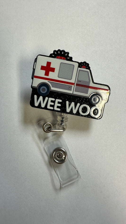 Wee Woo Ambulance Badge Reel, Funny Badge Reel, Retractable Badge Reel, Holiday Basket gift