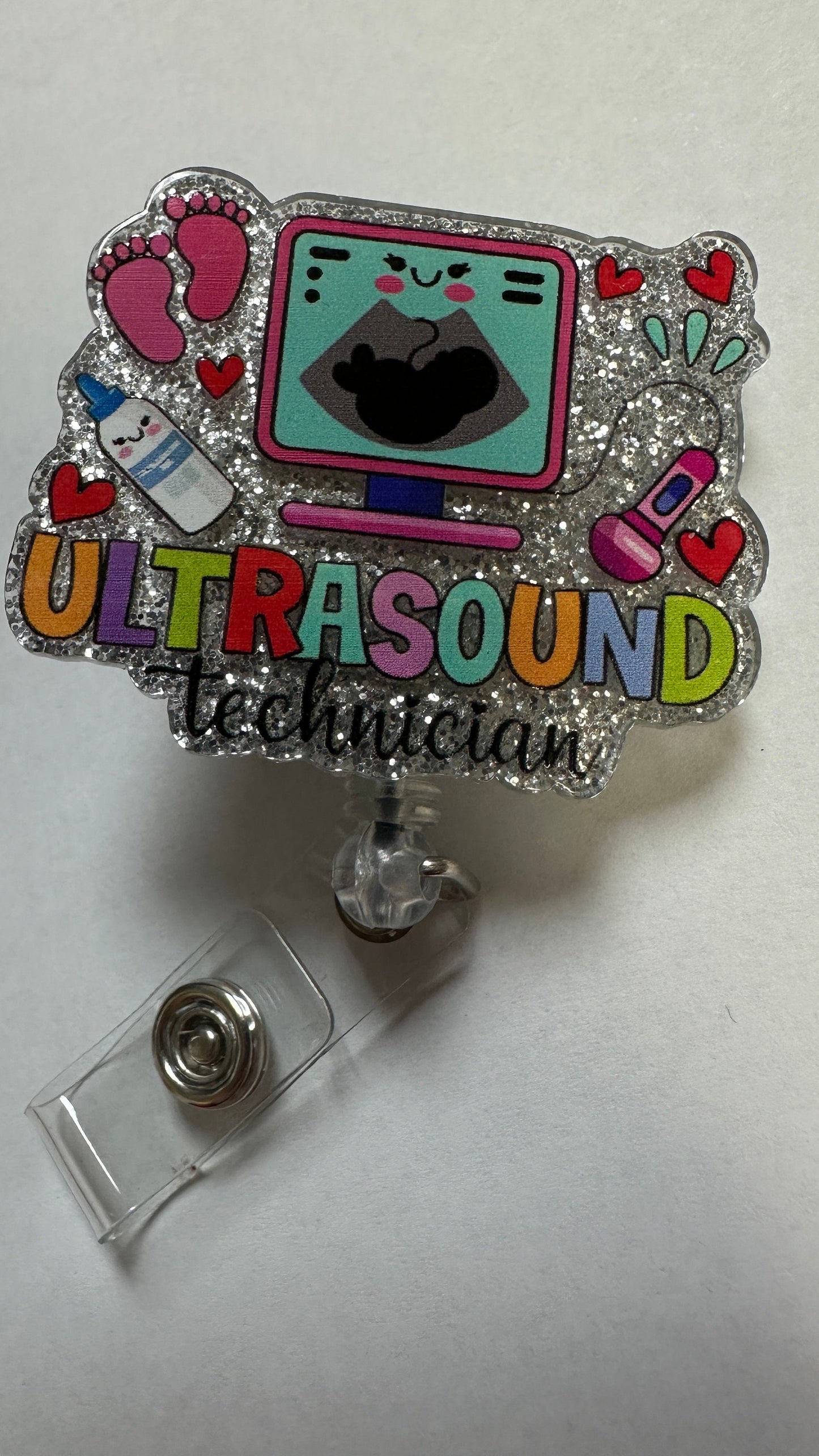 Cute Ultrasound Gel Badge Reel Badge Reel, Ultrasound Tech Badge Holder, Sonographer, Medical Badge Reel, Handmade Acrylic Badge Reel