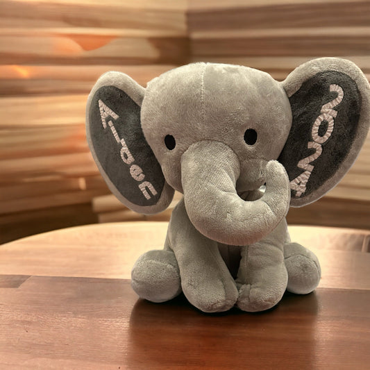 personalized elephant, stuffed animal gift, baby shower gift, newborn gift, new baby gift, birth announcement, baby gift, welcome home baby