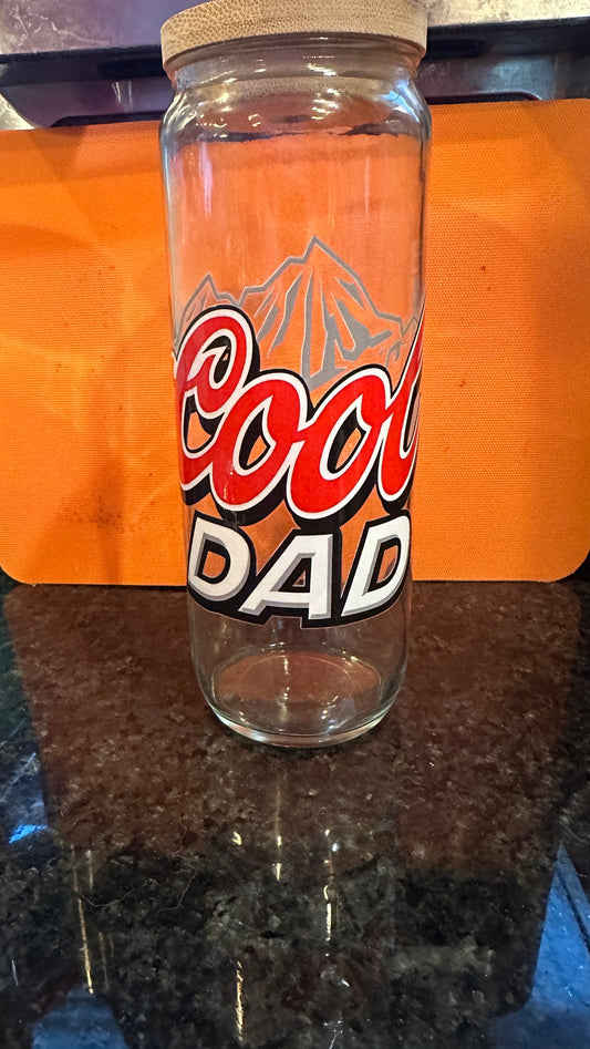 Cool Dad, Coors Dad Iced Coffee Cup | Personalized Glass Cup | Iced Coffee Glass | Cute Glass Cups | Beer Can Glass | Glass Cup